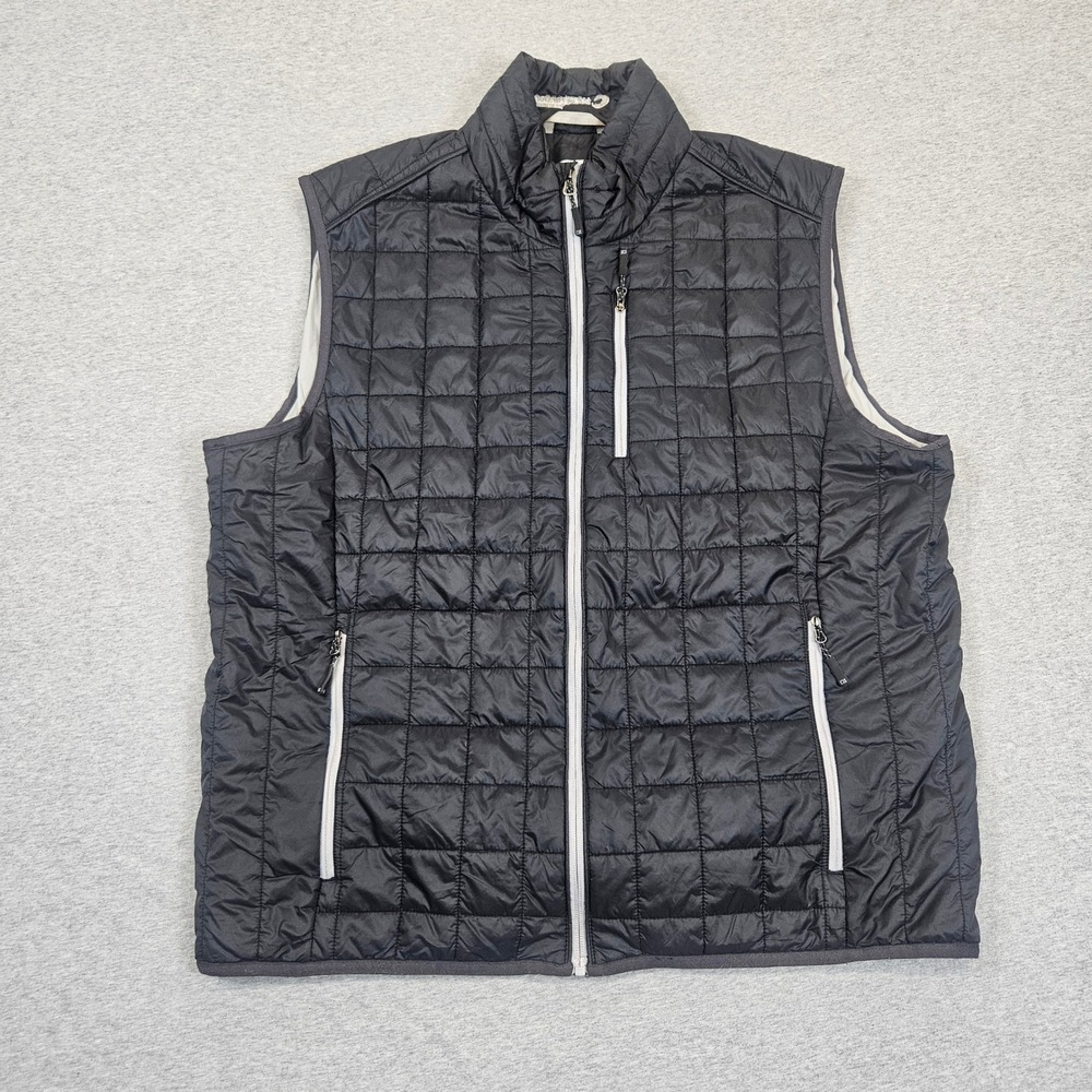 Cutter & Buck Mens XL Black Quilted Zip Up CBWeatherTec Vest Pockets